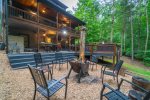 Fire Pit Area with Unique Excavator Bucket Fire Pit